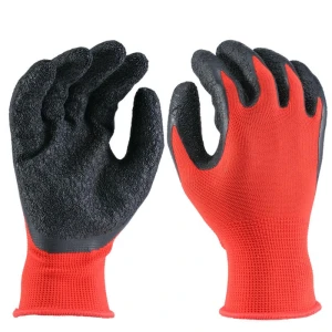 13G Polyester Liner Crinkle Palm Latex Coated Work Gloves with EN388 3142X