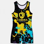 High Quality Knitted Spandex/Cotton Wrestling Singlet for Men with Heat Transfer Logo Design Quick Dry Breathable Custo