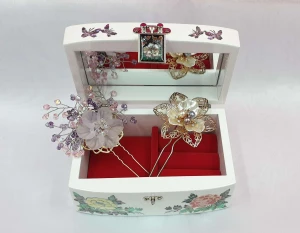 Korean traditional Mother of Pearl Jewelry box White jade peony Jewelry case