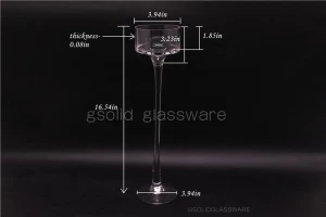supply long stem glass holder for pillar candle event and wedding decoration