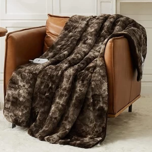 China Factory Wholesale Luxury Faux Fur Sherpa Oversize Blankets Electric Heated Throw Blanket