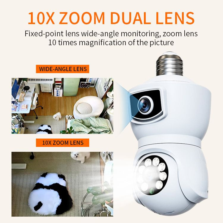 Buy E9 Light-bulb Type Dual-lens Surveillance Camera H.265 Voice ...