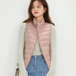 Seamless Zipper up Stand Collar Plus Size Premium 90% White Duck Down Vest Lightweight Women's Puffer Vest