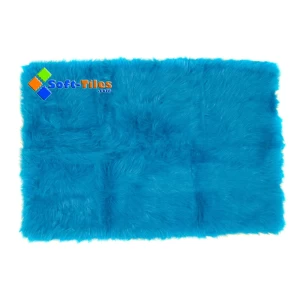 Super Soft Faux Fur Blue 30*45inch Polyester Area Rugs 4pcs/carton