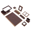 Star Luxury Leather Desk Set 11 Accessories Brown