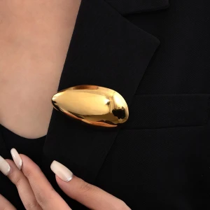 Fashion Jewelry Egg Shape Brooch Big Large Shape Stainless Steel Brooches Pin For Clothing