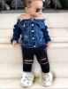1-6Yrs Baby Toddler Clothes 2 Pcs Set  Off Shoulder Denim Top with Pant Fall Outfit