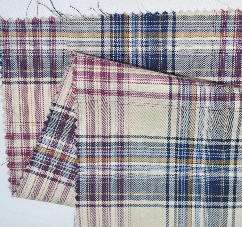 100 cotton herringbone  yarn dyed check shirting fabrics