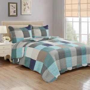 100% Polyester Fabric Bedding Set Fantasy Quilted Bedspreads Microfiber Plaid Patchwork Bed Cover 220x240cm