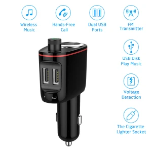 100W Cigarette lighten Socket Mp3 Player  Dual USB Audio Adapter Car Charger FM Transmitter Music Player Wireless Mobile Phone