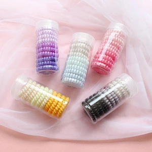 10pcs/set Colorful Elastic Plastic Rubber Band Spiral Coil Telephone Cord Wire No Crease Hair Ties Resin Scrunchies Hair Ring