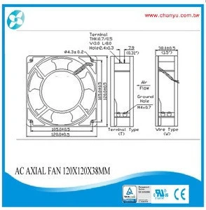 120x120x38mm AC Axial Fan,Metal Impeller,High Volume Industry Small Motor AC 120x120x38 Axial Fan
