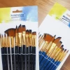 12Pc Watercolor Gouache Paint Brushes  Nylon Hair Painting Brush Set Art Supplies