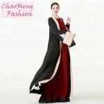 1541# Long lace sleeve with bead Baju Kurung latest design abaya kaftan muslimah open kimono abaya Islamic clothing