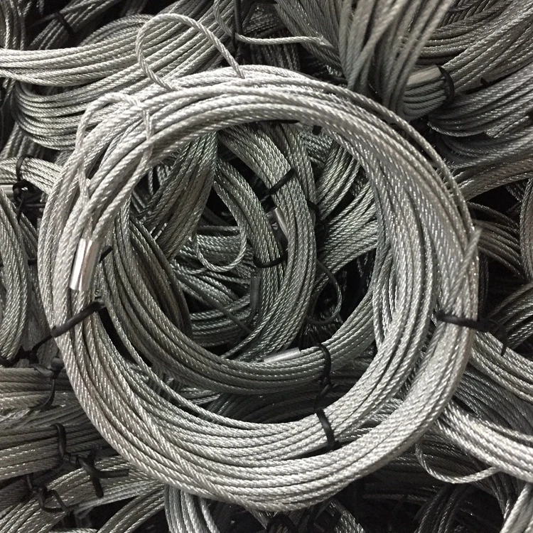 1.5mm 7x7 galvanized steel wire coated PVC cable with loop on both ends
