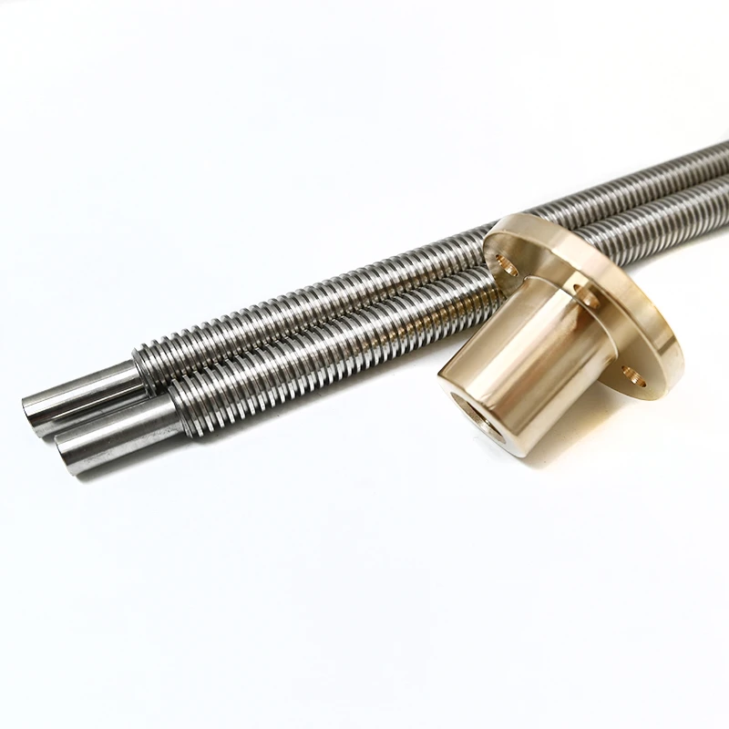 16mm left right handed T16 Tr16 Tr16*4 thread trapezoidal lead screw length 300mm 4mm lead pitch with flange brass nut