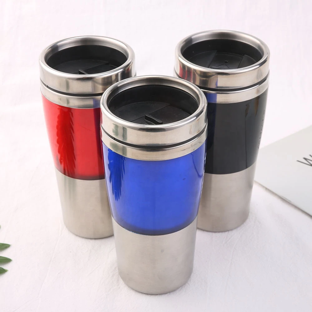16oz Stainless Steel Camping Mug Custom Logo Personalized Reusable Travel Coffee Cup With Lid