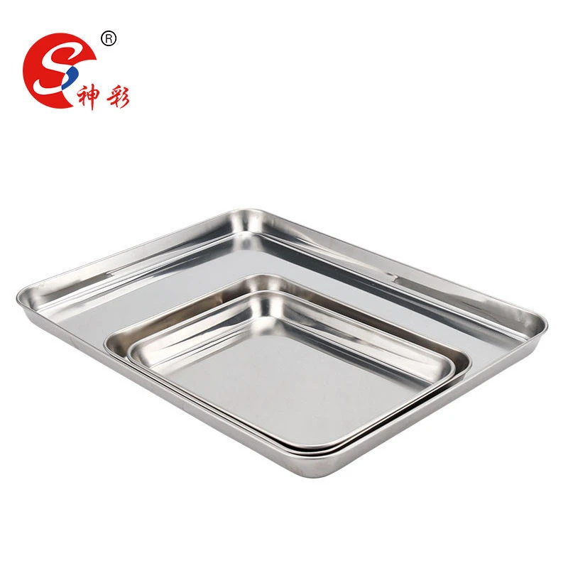 18/8 buffet dinner stainless steel food grade rectangle food tray plate square serving tray