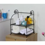 2 Tier Can Rack Spice Jar Kitchen Storage Organizer  Cabinet Spice Rack Organizer with roll  holder