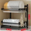 2-tier Stainless Steel Kitchen Wall-mounted Dish Drying Storage Racks