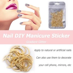 200pcs Nail Art Metal Charms Gradient Gorgeous DIY Manicure Copper Glitter Stickers Decorations