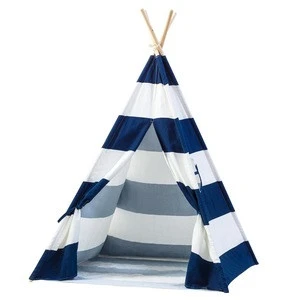 2017 Hot Sales Striped Canvas Kids Play Teepee Tent, Children Play Tent Toys House, Kids Indoor Tents with Carry bag