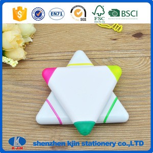 2017 New design triangular 3 colors highlighters with silk printing logo