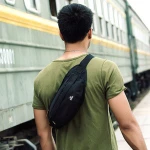 2018 Hot Sale Fashion Black Nylon Travel Outdoor Fanny Waist Bag Pack with One Extra Extension Belt