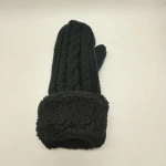 2018 winter windproof brushed warm cotton knitted mitten gloves for adults