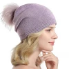 2020 custom winter hats knit warm hat womens beanies with fur pom pom for hat