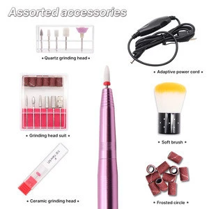 2020 Hot Sale Portable E-file with 11Pcs Replacements Nail Brush Sanding Paper Nail Drill Bit Set