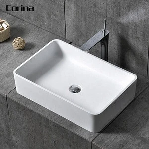 2020 modern custom white square bright acrylic stone wash basin bathroom