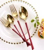 2020 New Cheap Gold Pink Red Flatware Set Dinner Spoons Forks and Knife Stainless Steel Cutlery