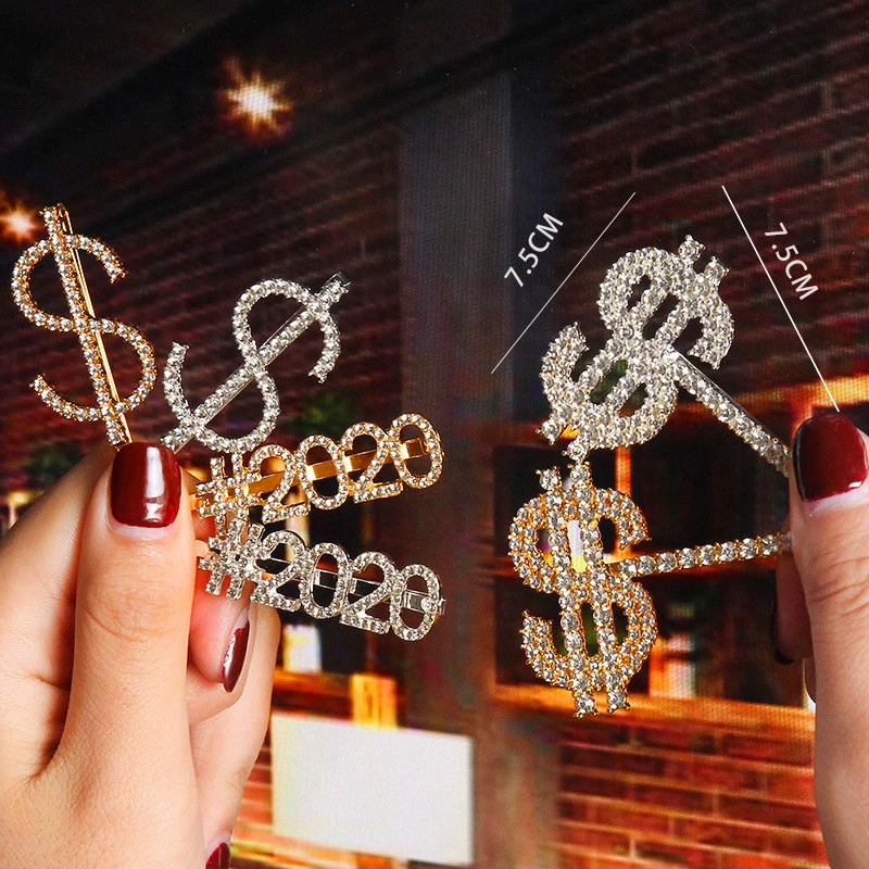 2021 INS hot sale hair accessories crystals letter rhinestone hair clips bobby pin custom word hair pins for girls