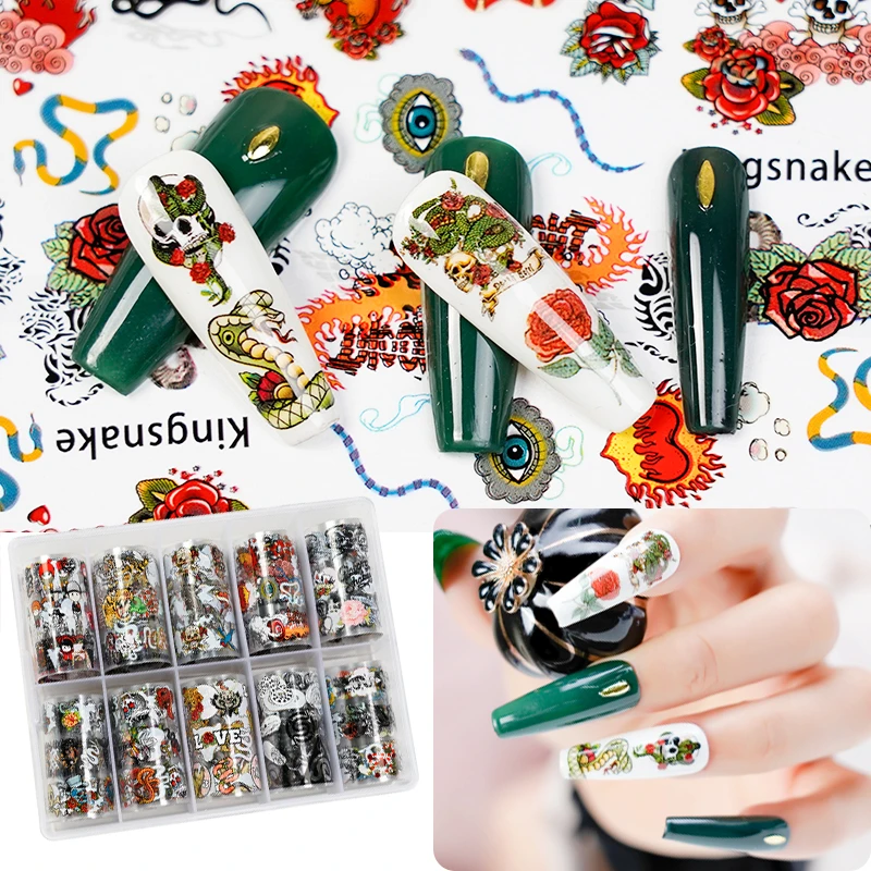 2021 The latest Laser butterfly flower nail transfer paper cute little animal, or colorful snake Nail decoration