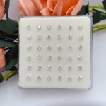 2.5mm popular square  zircon 925 silver nose pin ball end