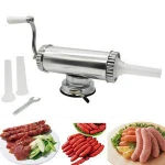 2lbs Horizontal Manual Type Meat Sausage Stuffer making Machine Sausage Filling Machine Salami Maker Fix Suction Filling Funnels