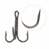 35647 High Carbon Steel Treble Fishing Hooks Black  Round Bent Triple Artificial Lure Fishhook