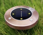 4 LED Round Metal Path Light SS Solar Power Garden Light