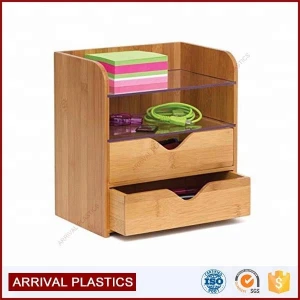 4-Tier Bamboo Desk Organizer with Acrylic Shelves