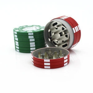 40mm 3 layers Poker chip pattern metal grinder for tobacco aluminium alloy tobacco crusher smoking grinder