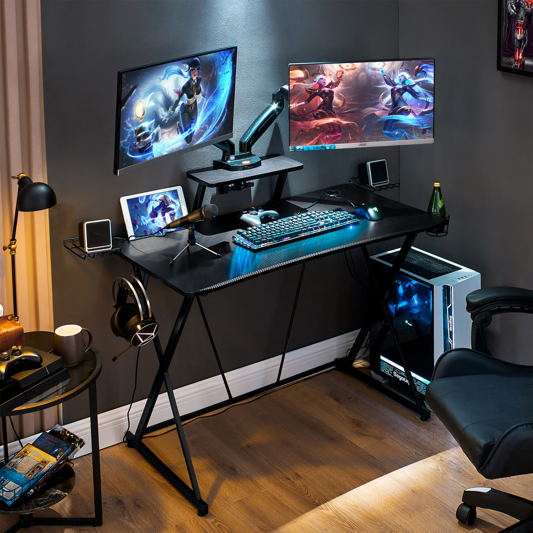 Buy 41.7inch Gaming Desk X Shape Modern Computer Desk Professional E ...