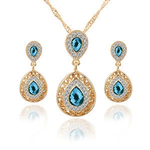 42K1GN Environmental alloy High Quality Yellow Gold Color water drop Fashion Indian Jewelry Sets For Girls