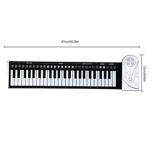 49-Keys Roll up Piano, Soft Flexible Rechargeable Electronic Hand Roll Piano with Environmental Silicone Piano Keyboard