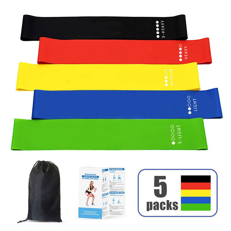 5 packs Resistance Loop Bands, Resistance Exercise Bands for Home Fitness, Stretching, Strength Training, Physical Therapy