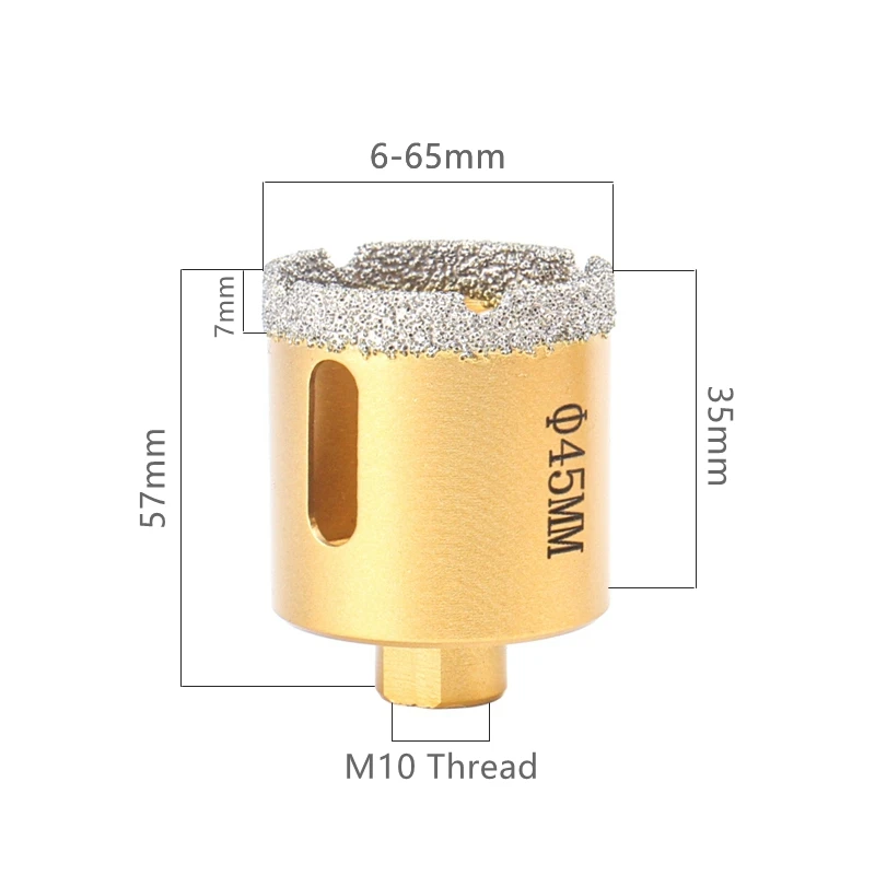 6-100mm M10 Thread Dry Vacuum Brazed Diamond Drilling Core Bit Ceramic Tile Hole Saw Granite Marble Drill Bits