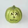7 Inch Resin Tabletop Halloween Glitter Green LED Pumpkin with IC