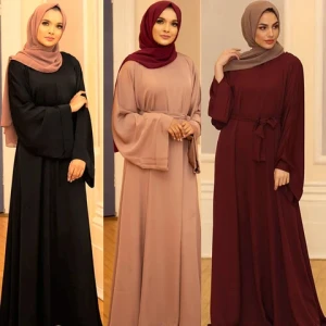 7052 Premium quality Womens Muslim Robes Satin Loose Dress Turkey Islamic Middle East Dubai  Full Length abaya Dress