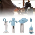 8 Style Reusable Tea Strainer Sweet Leaf Coffee Diffuser Silicone Tea Infuser with Drop Tray Novelty Tea Ball
