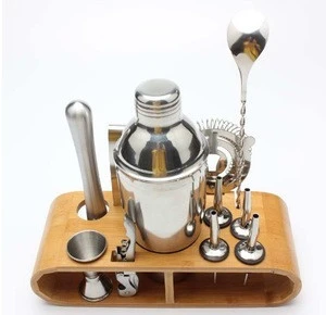 9-Piece Stainless Steel Wine and Cocktail Bar Set - Bar Kit Includes Essential Barware Tools and Ice Bucket Bar tools
